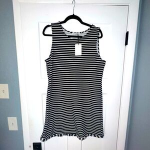 Adorable Blue and White Striped Sleeveless Dress by Green Envelope - NWT